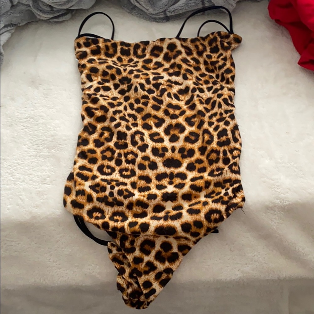 Cheetah open back body suit